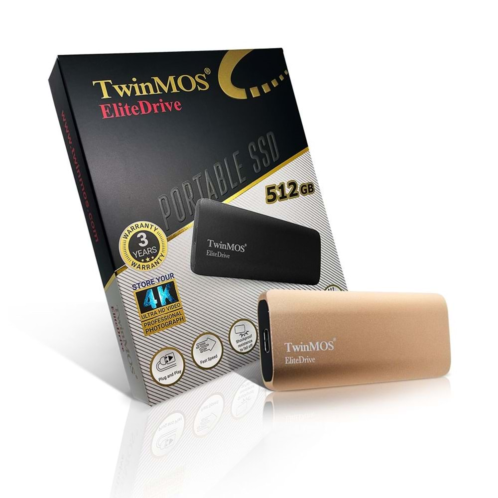 TwinMOS 512GB Taşınabilir External SSD USB 3.2/Type-C (Gold)