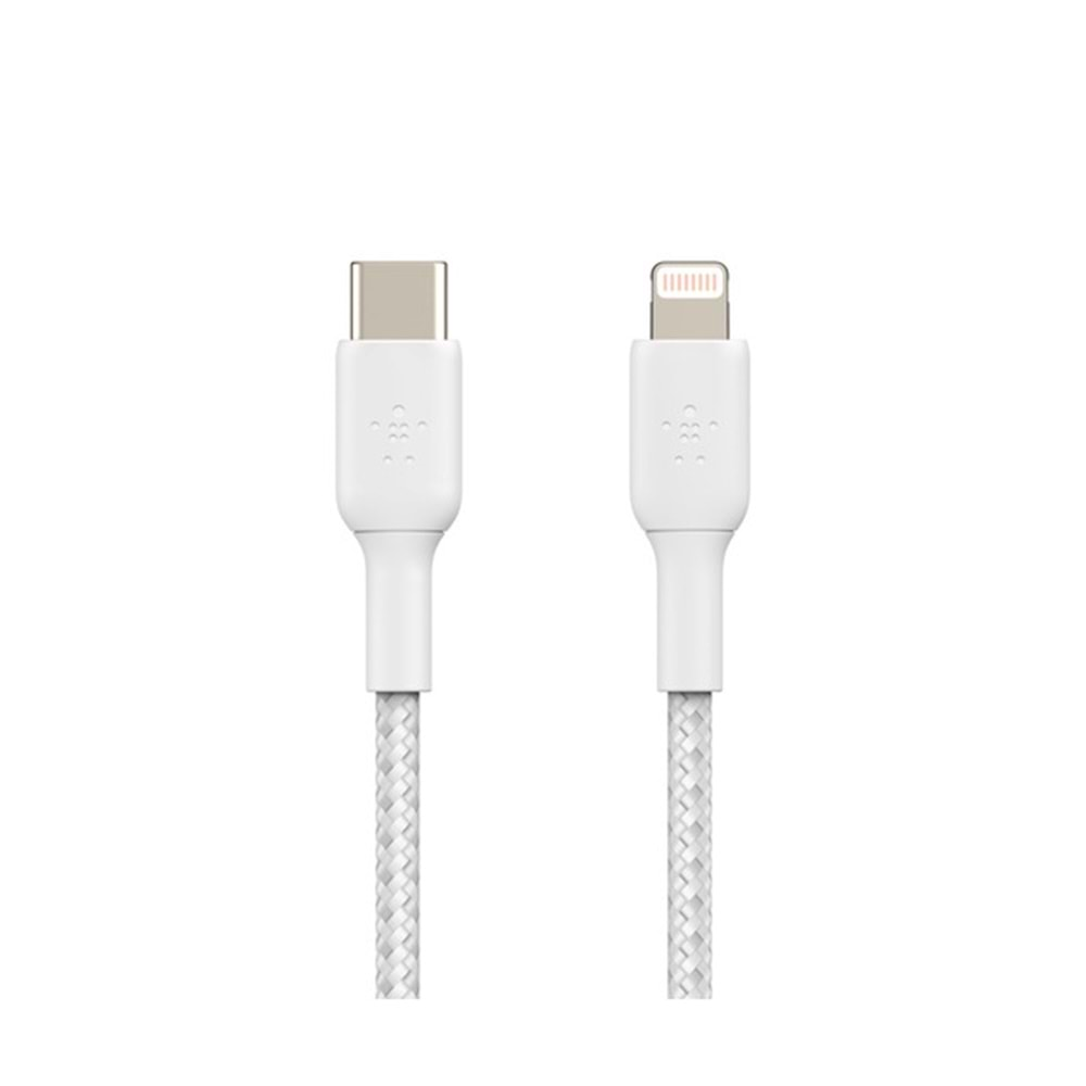 Belkin 2M BC Örgülü Lightning USB-C Beyaz