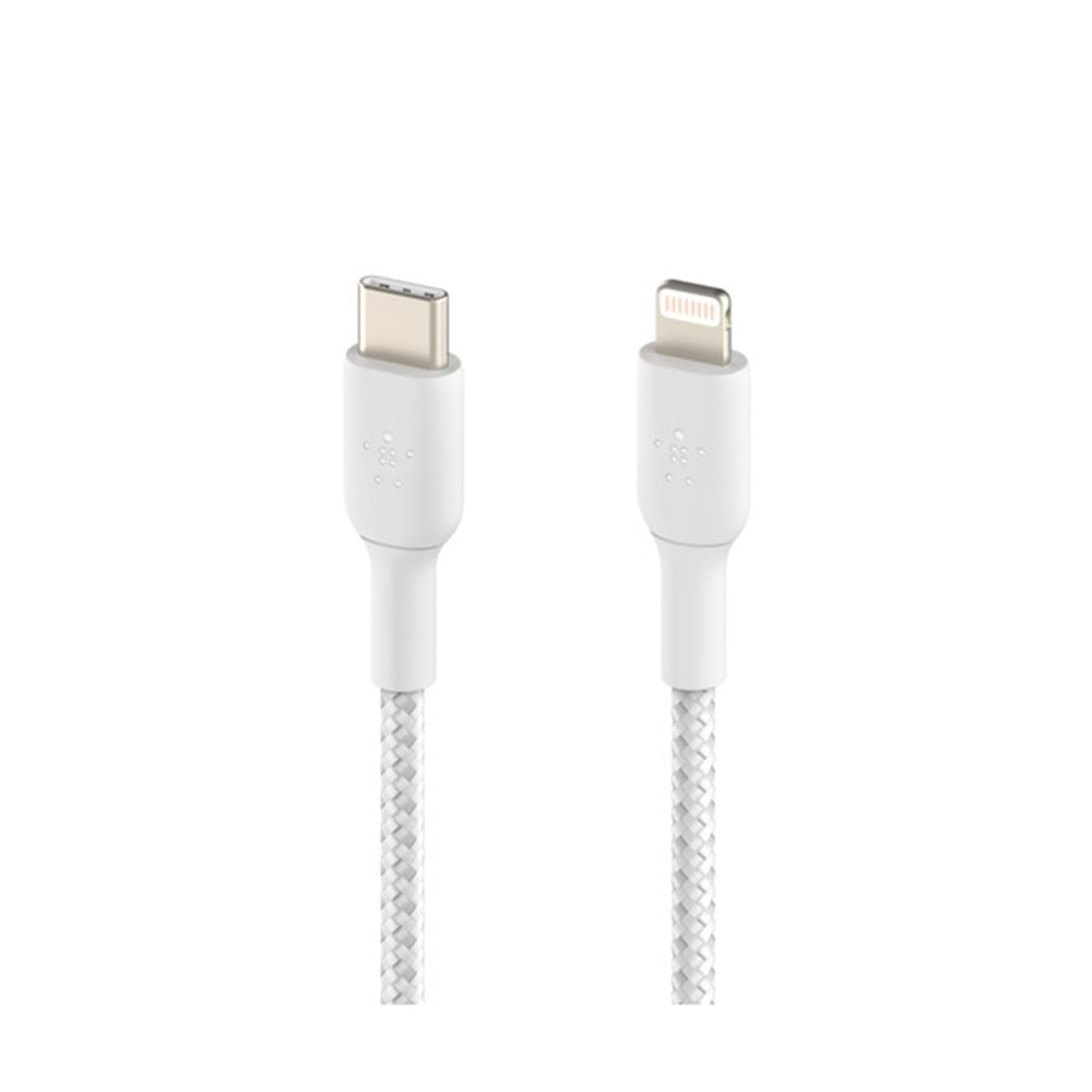 Belkin 2M BC Örgülü Lightning USB-C Beyaz