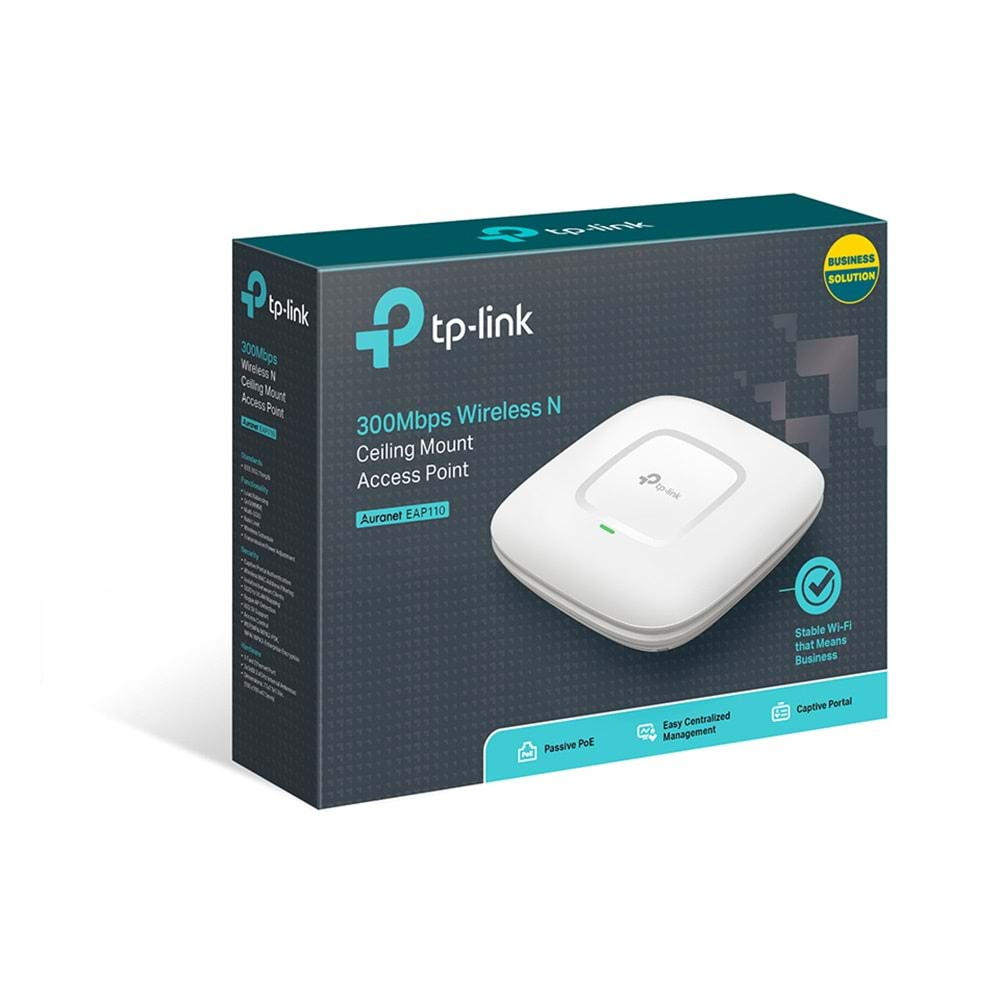 TP-LINK EAP110 1 PORT 300MBPS 2.4GHZ 2x3dBI TAVAN TIPI ACCESS POINT