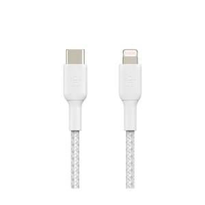 Belkin 2M BC Örgülü Lightning USB-C Beyaz