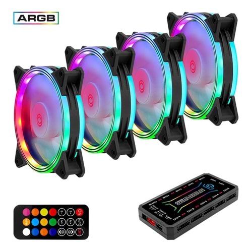 FRISBY FCL-F1272C 4X120mm ARGB FAN+ KONTROL HUB KASA FANI