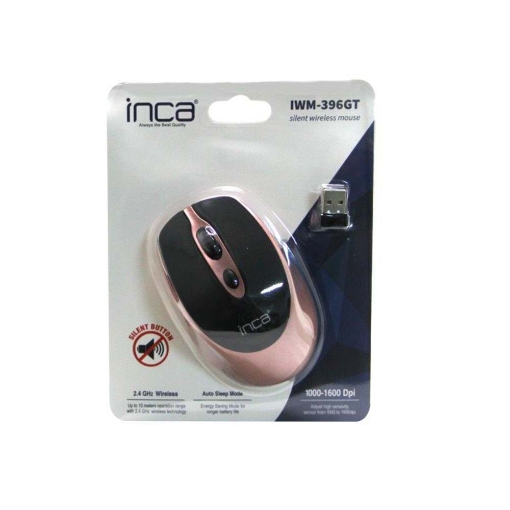 INCA IWM-396GT Nano Alıcılı Kablosuz 1600dpi ROSE GOLD Sessiz Mouse