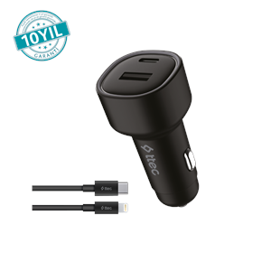 TTEC SmartCharger Duo PD 48W Araç Hızlı Şarj Aleti Lighting+USB-A