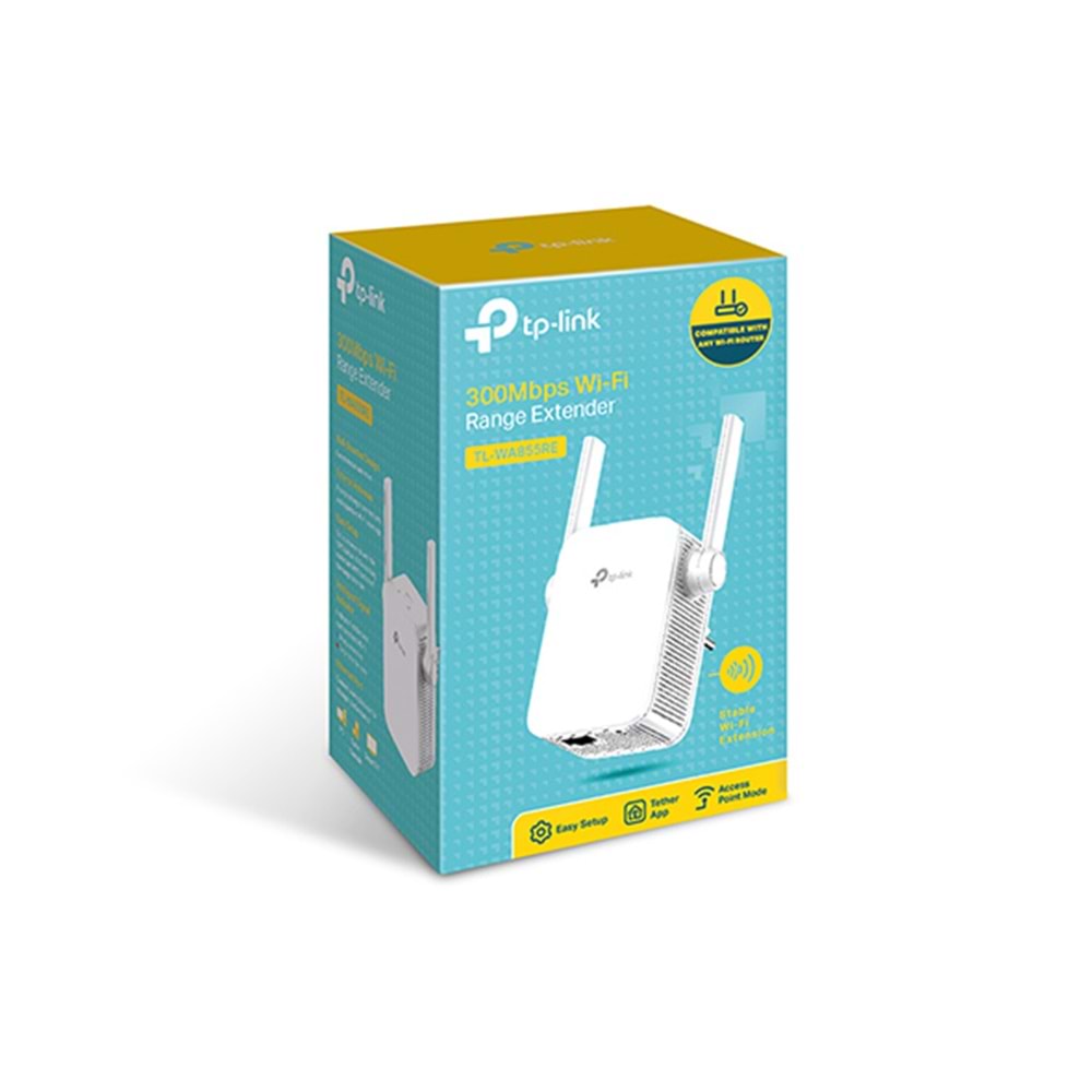 TP-LINK TL-WA855RE 1 PORT 300MBPS 2.4GHZ 2x2dBI PRIZ TIPI MENZIL GENISLETIC